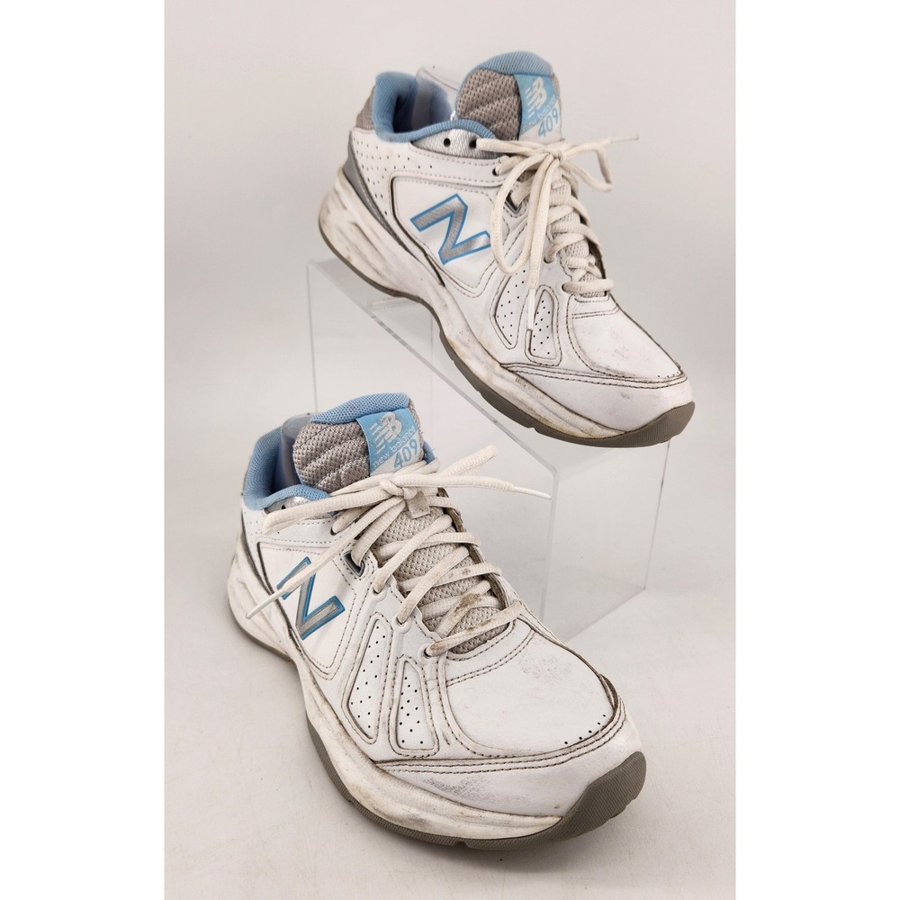 New Balance 409 Training Shoes Womens‎ 7.5 White Blue WX409WB3 Wide D Sneaker